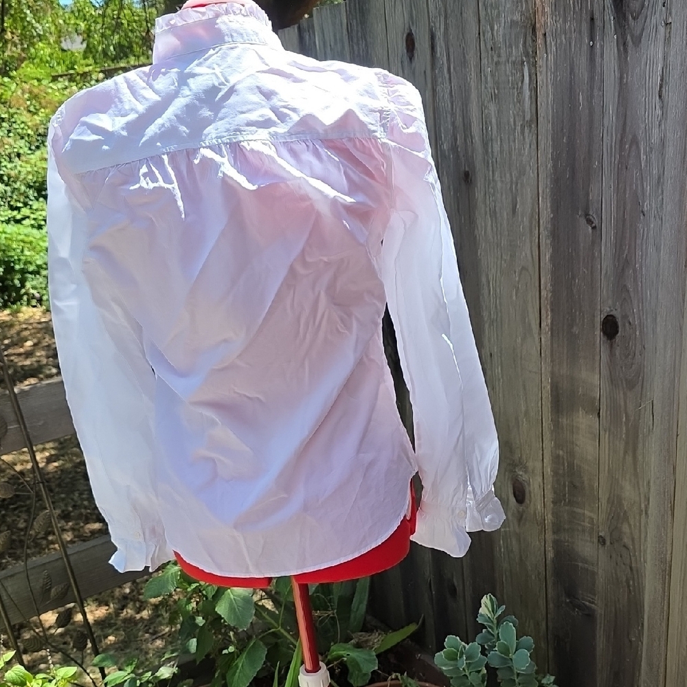 Gant White Long Sleeve Ruffled Button Down Shirt - Picture 6 of 6